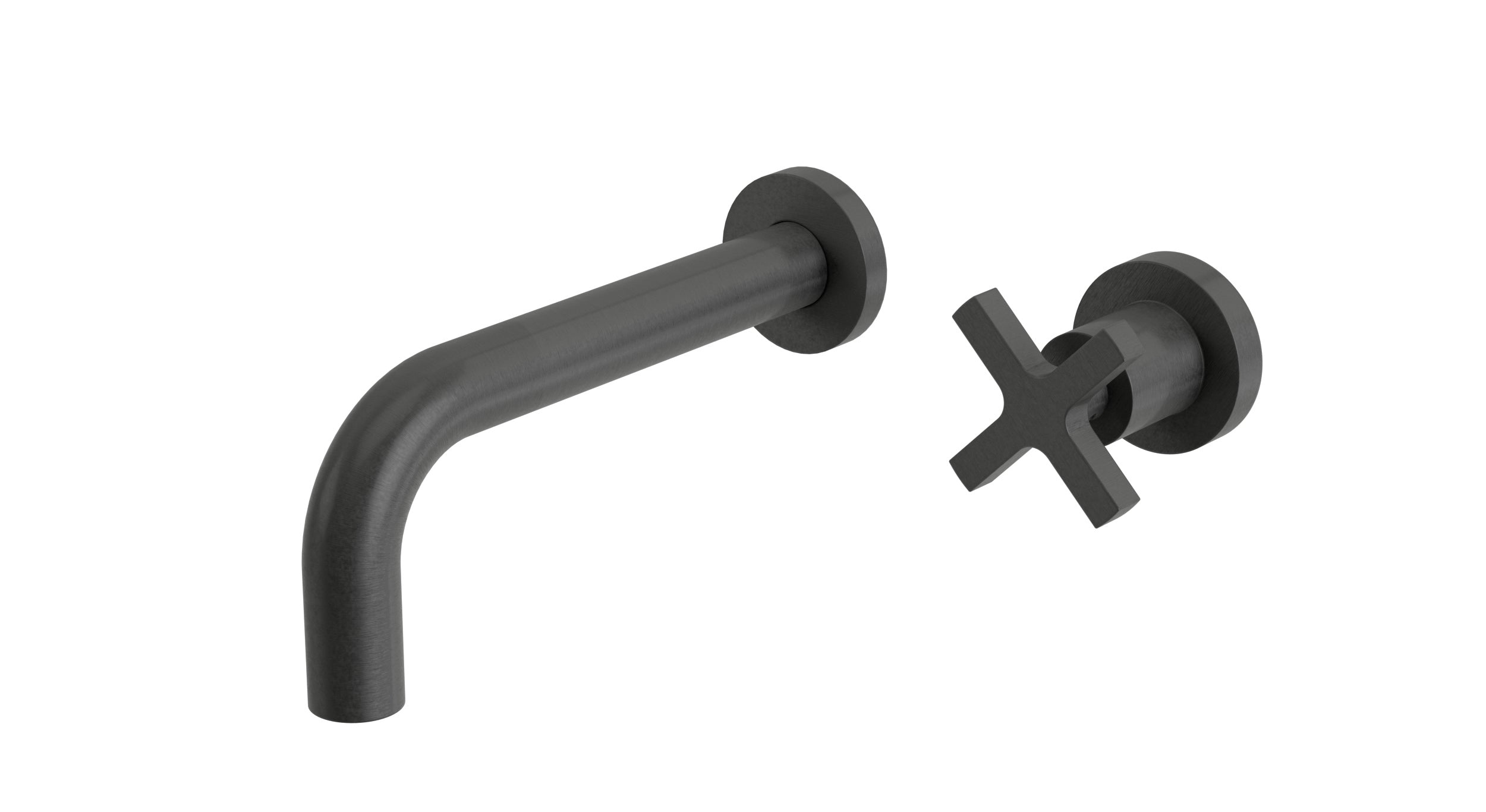 Flatiron One Handle Wall Mount 7.5" Lavatory Faucet with Linear Cross Handle in Blackened Nickel