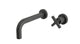 Flatiron One Handle Wall Mount 7.5" Lavatory Faucet with Linear Cross Handle in Blackened Nickel