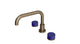 Foundry Two Handle Deck Mount Squaretop Bath Trim with Groove Ceramic Knob Handles in Antique Brass