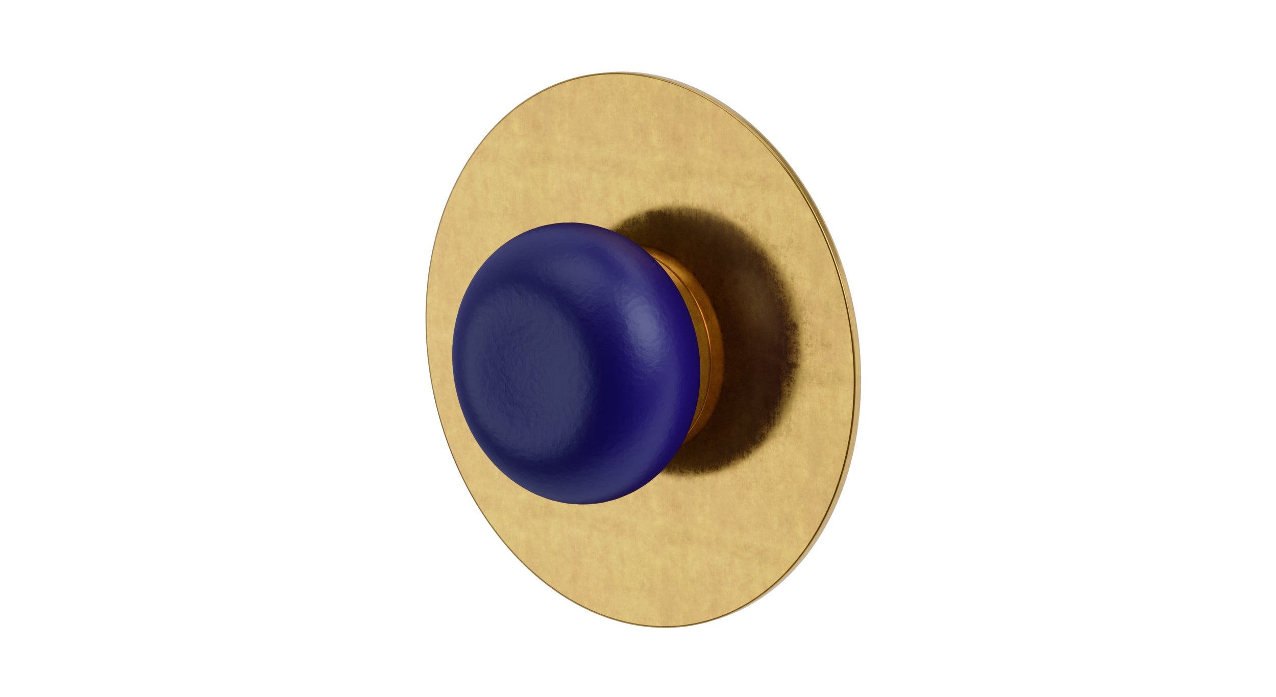 Foundry One Handle Wall Mount Shower Trim with Pebble Ceramic Knob Handle in French Brass