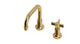 Emerson One Handle Deck Mount Squaretop Lavatory Faucet with Defined Cross Handle in Satin Brass