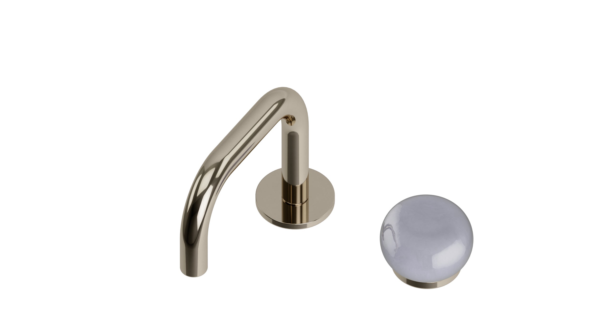 Foundry One Handle Deck Mount Squaretop Lavatory Faucet with Pebble Ceramic Knob Handle in Polished Nickel