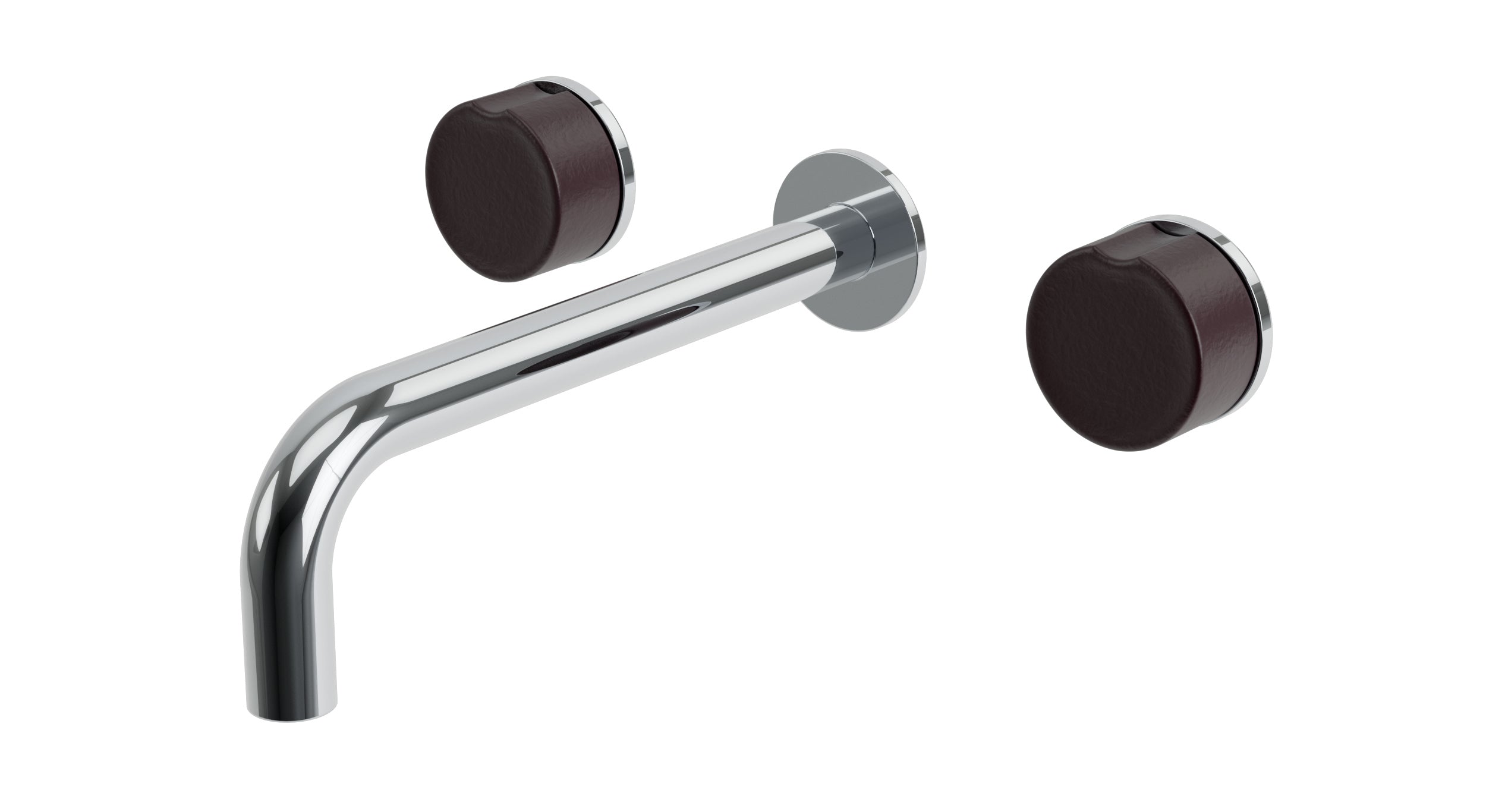 Foundry Two Handle Wall Mount 7.5" Lavatory Faucet with Groove Ceramic Knob Handles in Polished Chrome