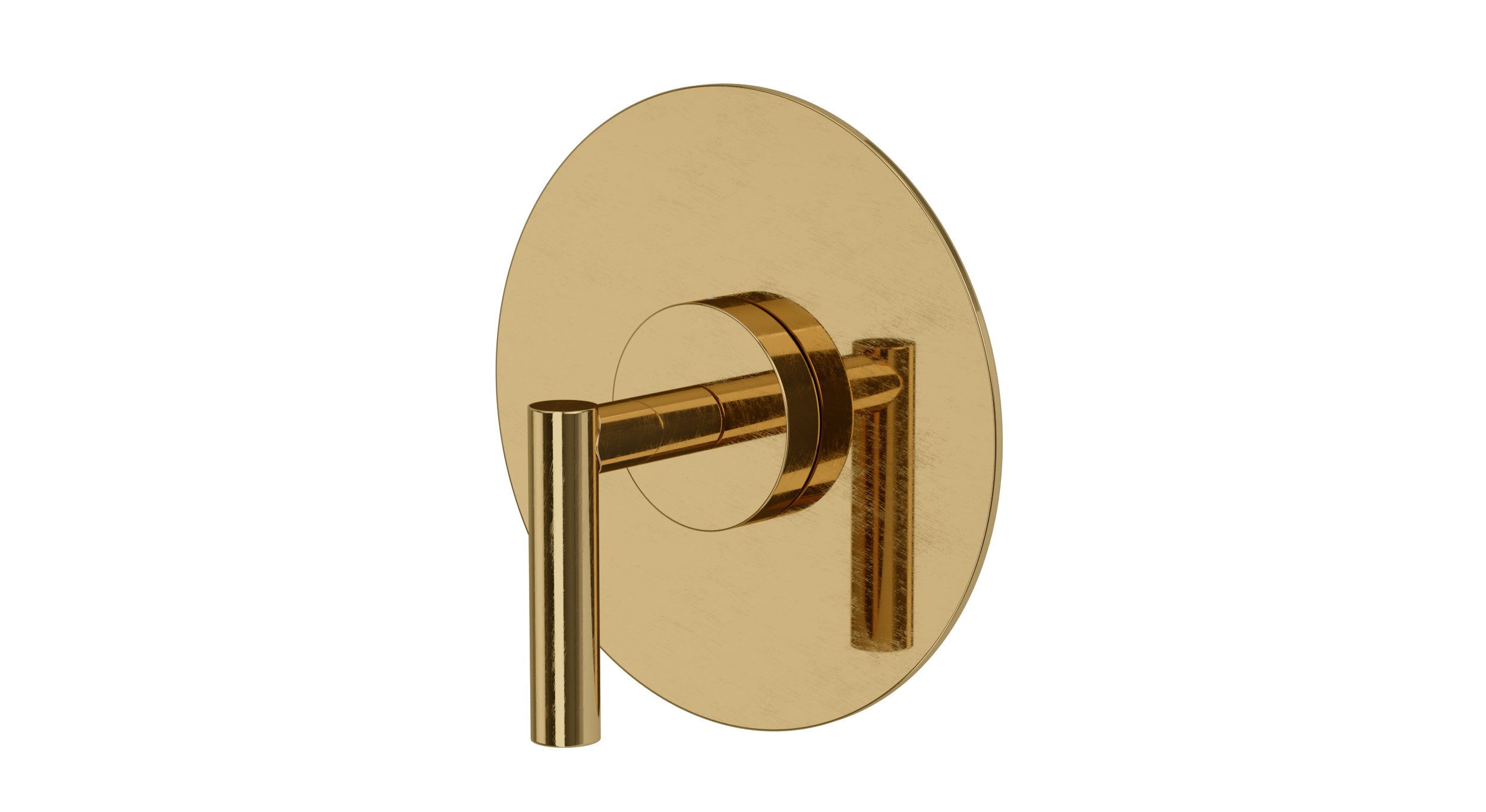 Contour One Handle Wall Mount Shower Trim with Soft Lever Handle in Uncoated Polished Brass
