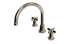Emerson Two Handle Deck Mount Gooseneck Bath Trim with Defined Cross Handles in Polished Nickel