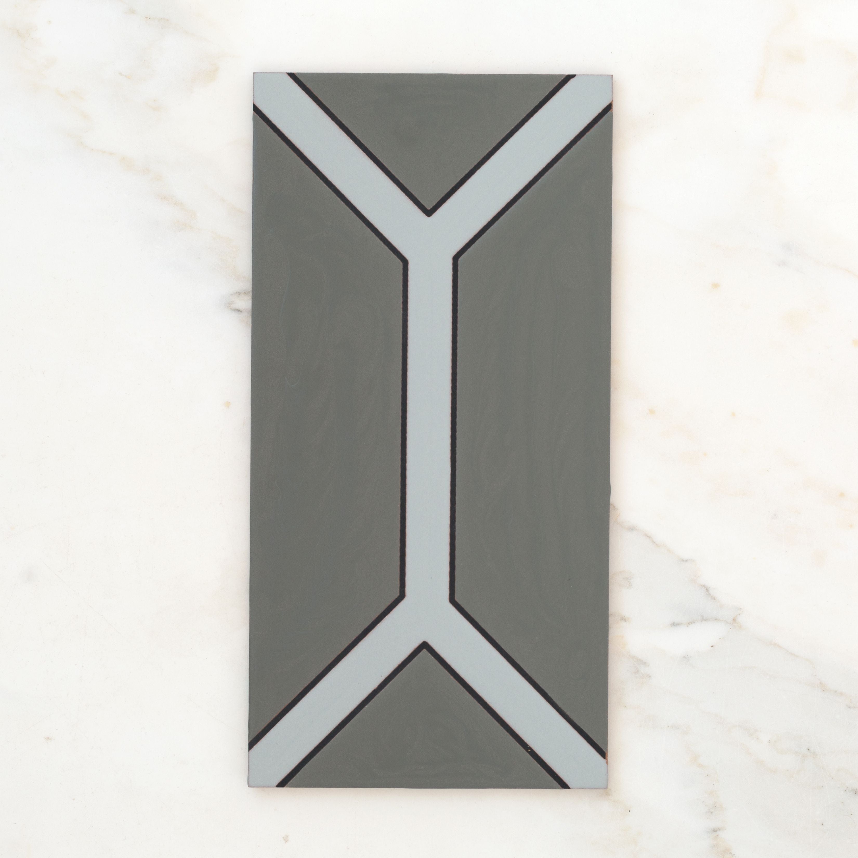 6x12 Handpainted Tile Austin in Grey Motif
