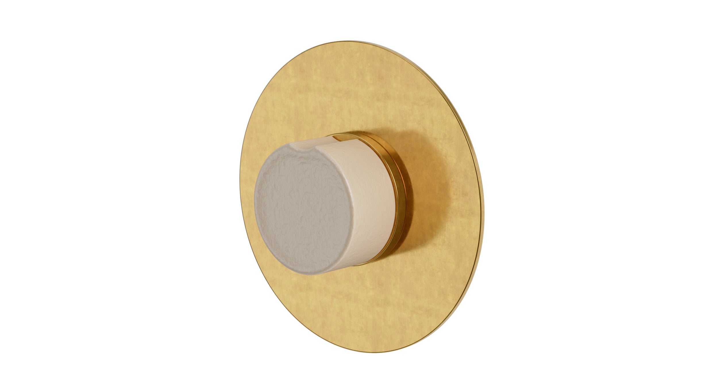 Foundry One Handle Wall Mount Shower Trim with Groove Ceramic Knob Handle in French Brass