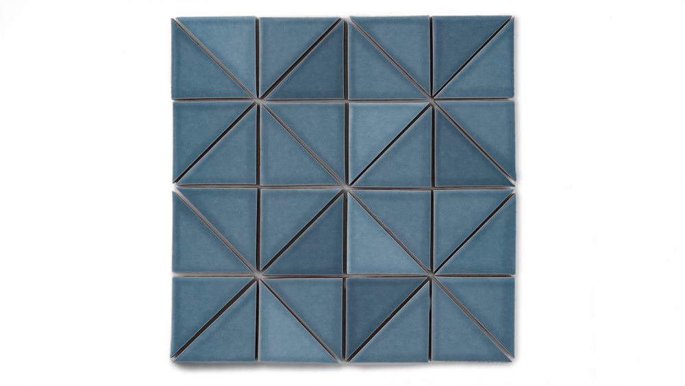 3" Triangle Sheeted - Quadrant Original Ceramic Mosaic Tile in Nautical Gloss