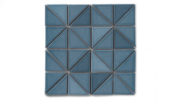 3" Triangle Sheeted - Quadrant Original Ceramic Mosaic Tile in Nautical Gloss