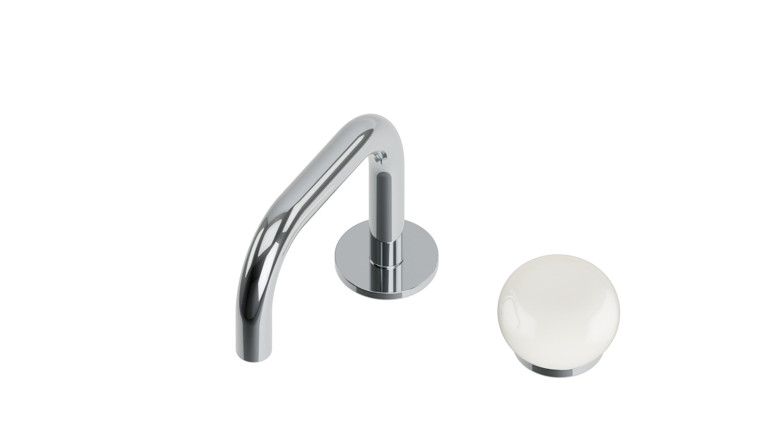 Foundry One Handle Deck Mount Squaretop Lavatory Faucet with Pebble Ceramic Knob Handle in Polished Chrome