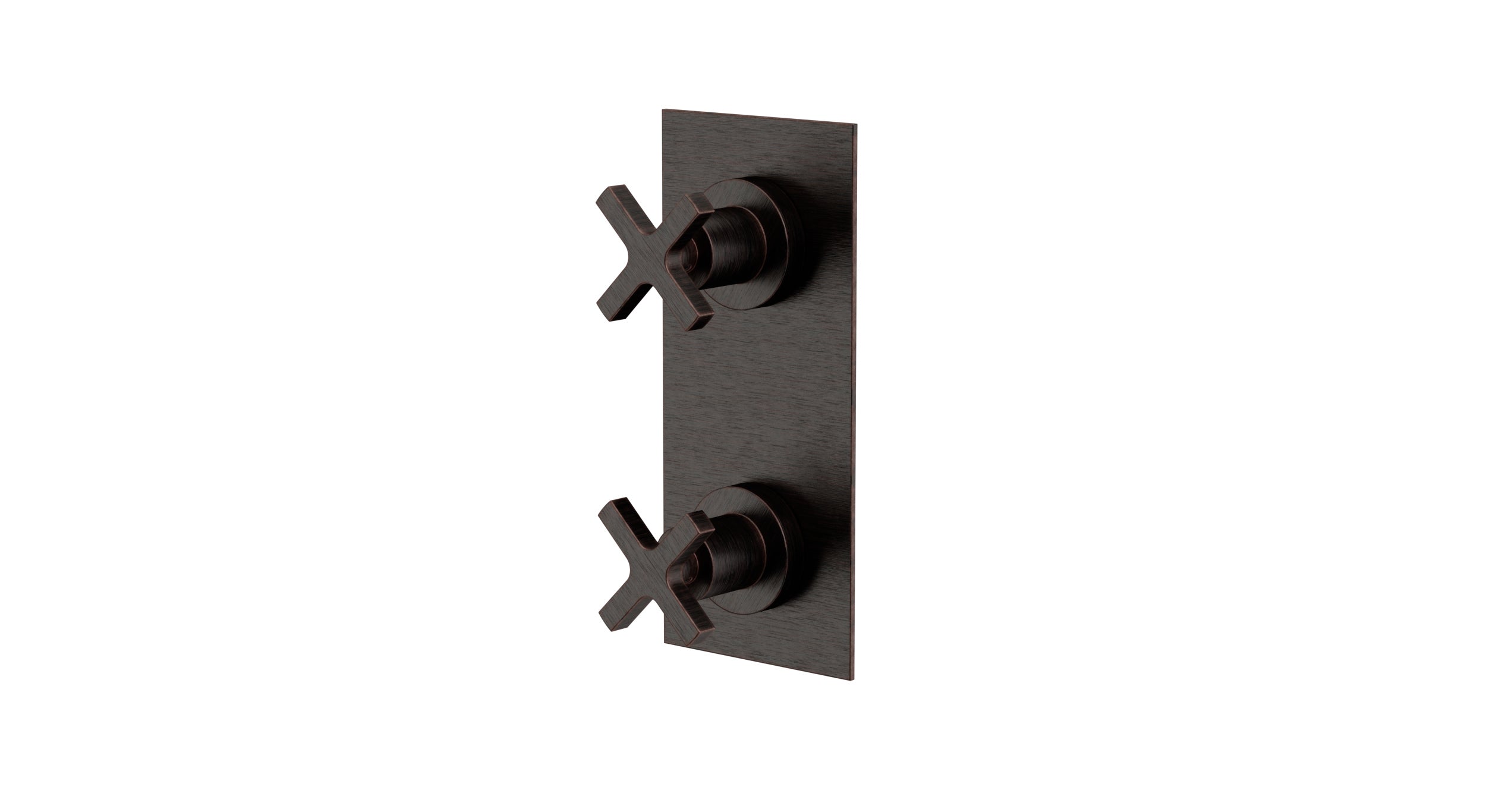 Flatiron Two Handle Wall Mount Shower Trim with Linear Cross Handles in Antique Bronze