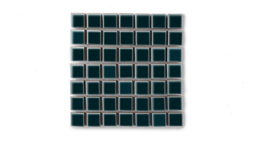 1x1 Straight Set Sheeted Original Ceramic Mosaic Tile in Caspian Sea Gloss