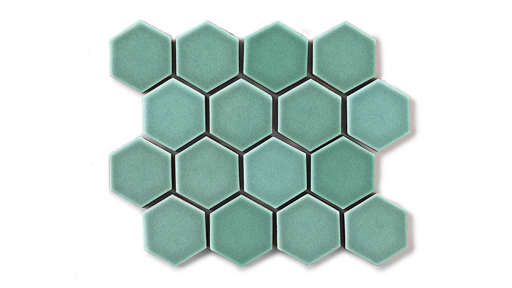 2" Hexagon Sheeted Original Ceramic Mosaic Tile in Amalfi Coast Gloss
