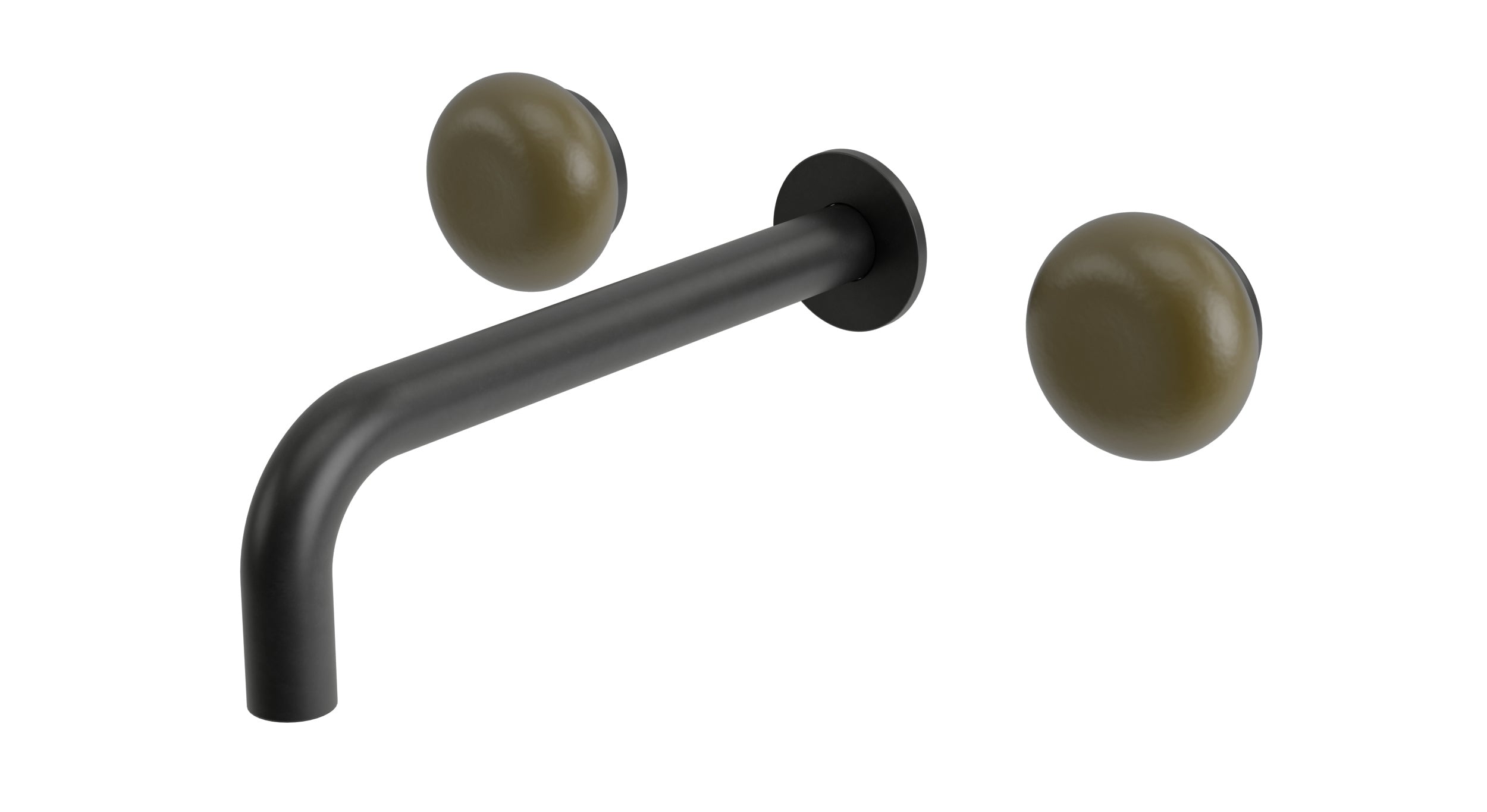 Foundry Two Handle Wall Mount 7.5" Lavatory Faucet with Pebble Ceramic Knob Handles in Oil Rubbed Bronze