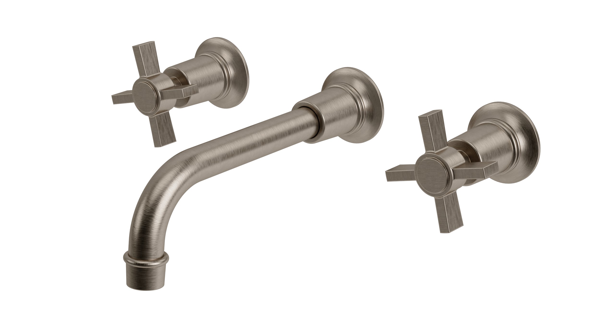 Emerson Two Handle Wall Mount 8.25" Lavatory Faucet with Defined Cross Handles in Antique Nickel