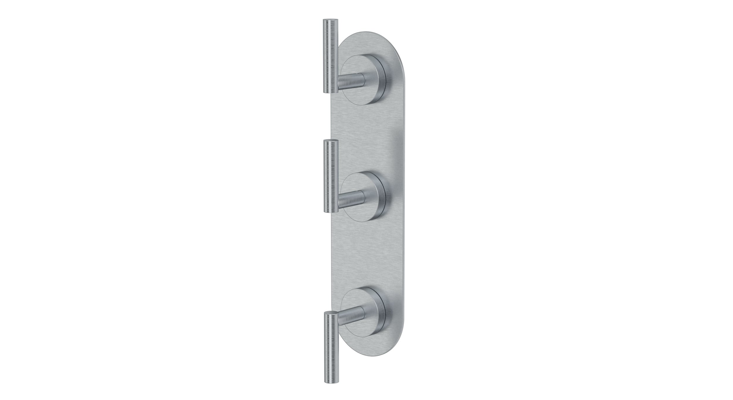 Contour Three Handle Wall Mount Shower Trim with Soft Lever Handles in Satin Chrome
