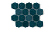 2" Hexagon Sheeted Original Ceramic Mosaic Tile in Caspian Sea Gloss
