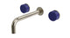 Foundry Two Handle Wall Mount 7.5" Lavatory Faucet with Groove Ceramic Knob Handles in French Nickel