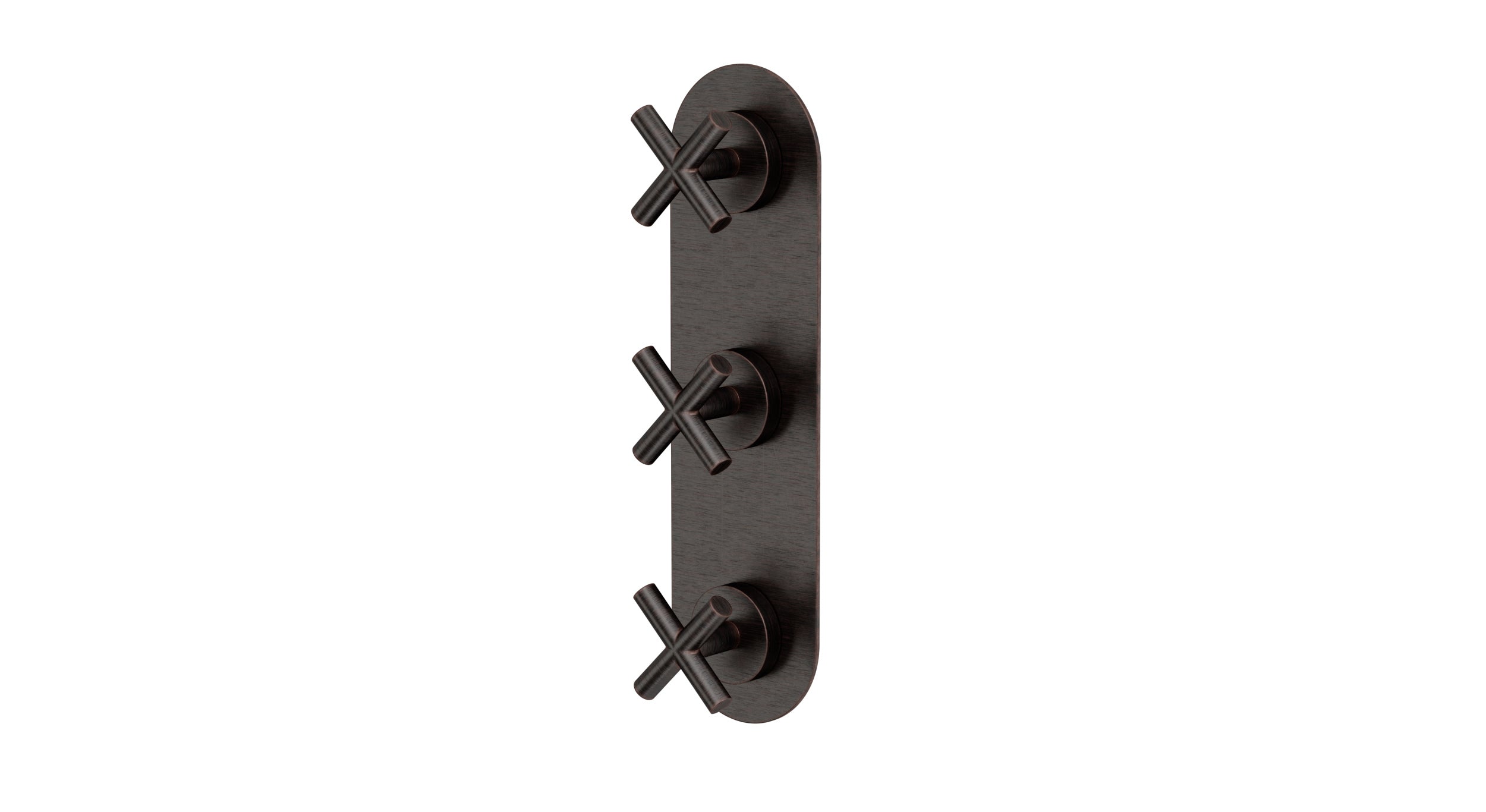 Contour Three Handle Wall Mount Shower Trim with Soft Cross Handles in Antique Bronze