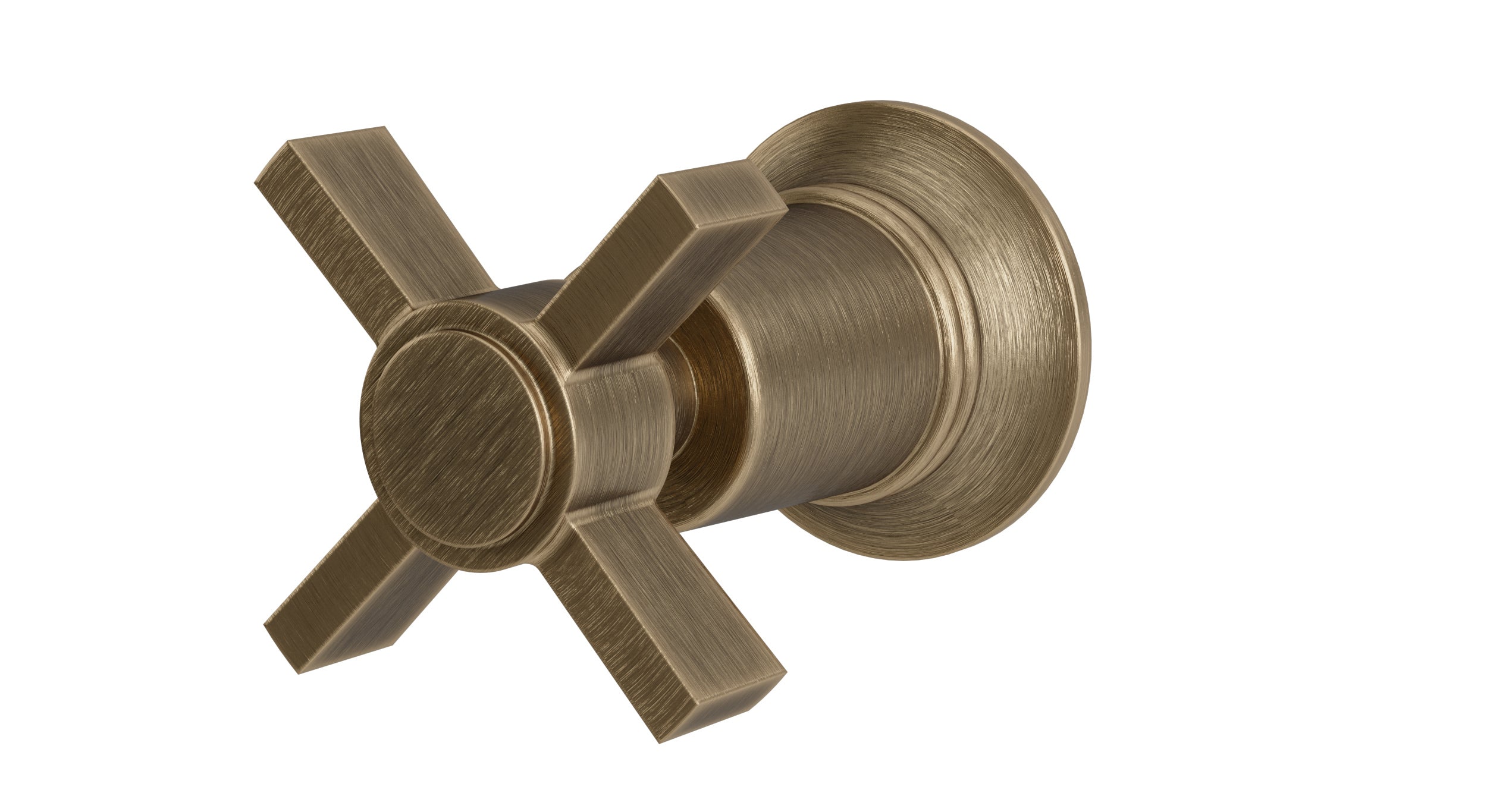 Emerson One Handle Wall Mount Diverter/Volume Control Shower Trim with Defined Cross Handle in Antique Brass