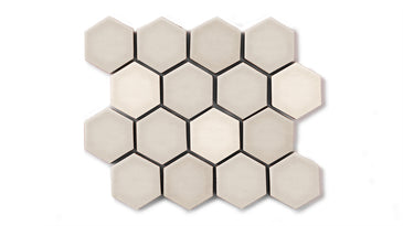 2" Hexagon Sheeted Original Ceramic Mosaic Tile in Sand Dune Gloss