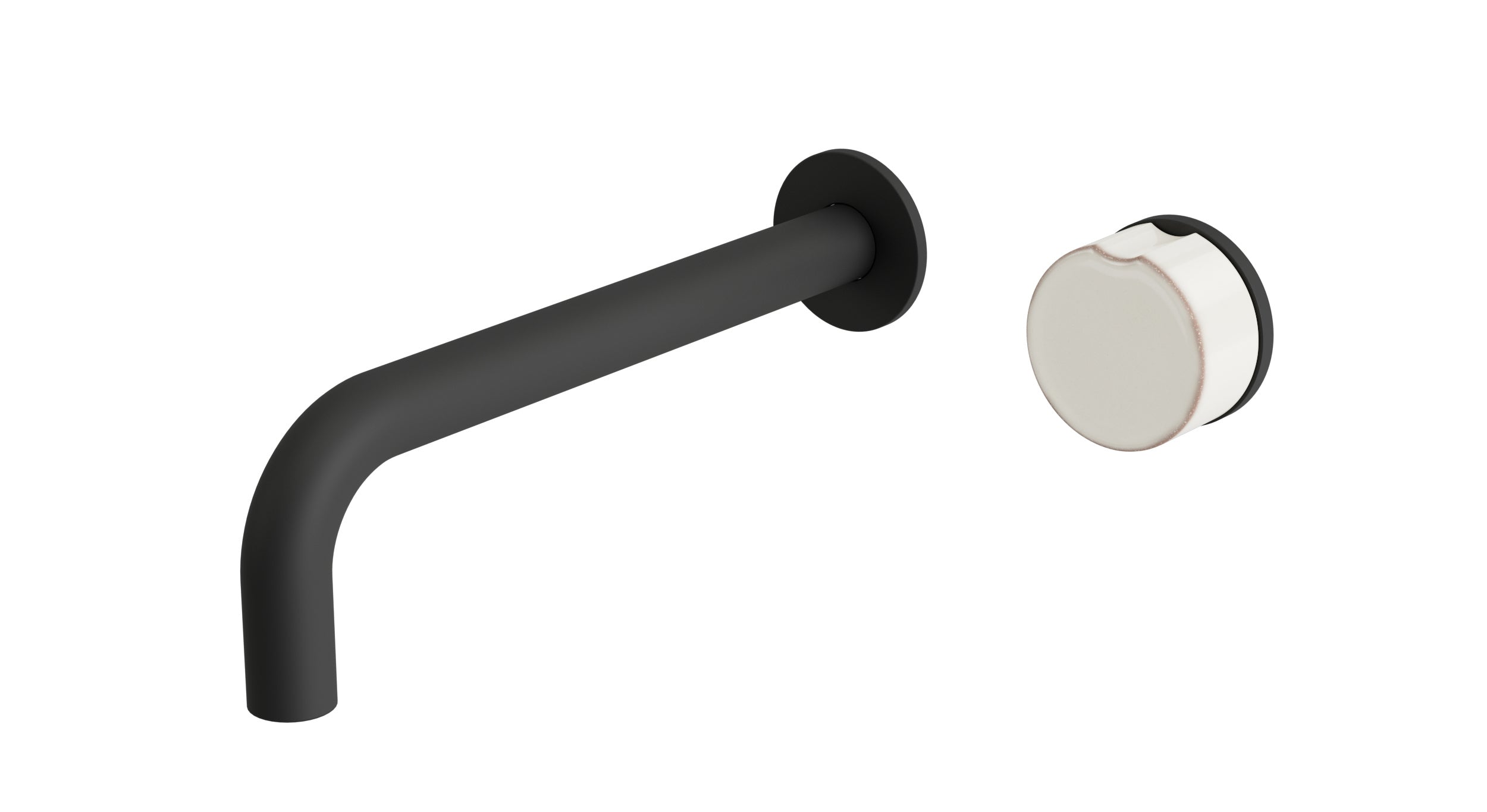 Foundry One Handle Wall Mount 7.5" Lavatory Faucet with Groove Ceramic Knob Handle in Matte Black