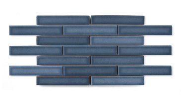 1x6 Half Offset Sheeted Original Ceramic Mosaic Tile in Slate Blue Gloss