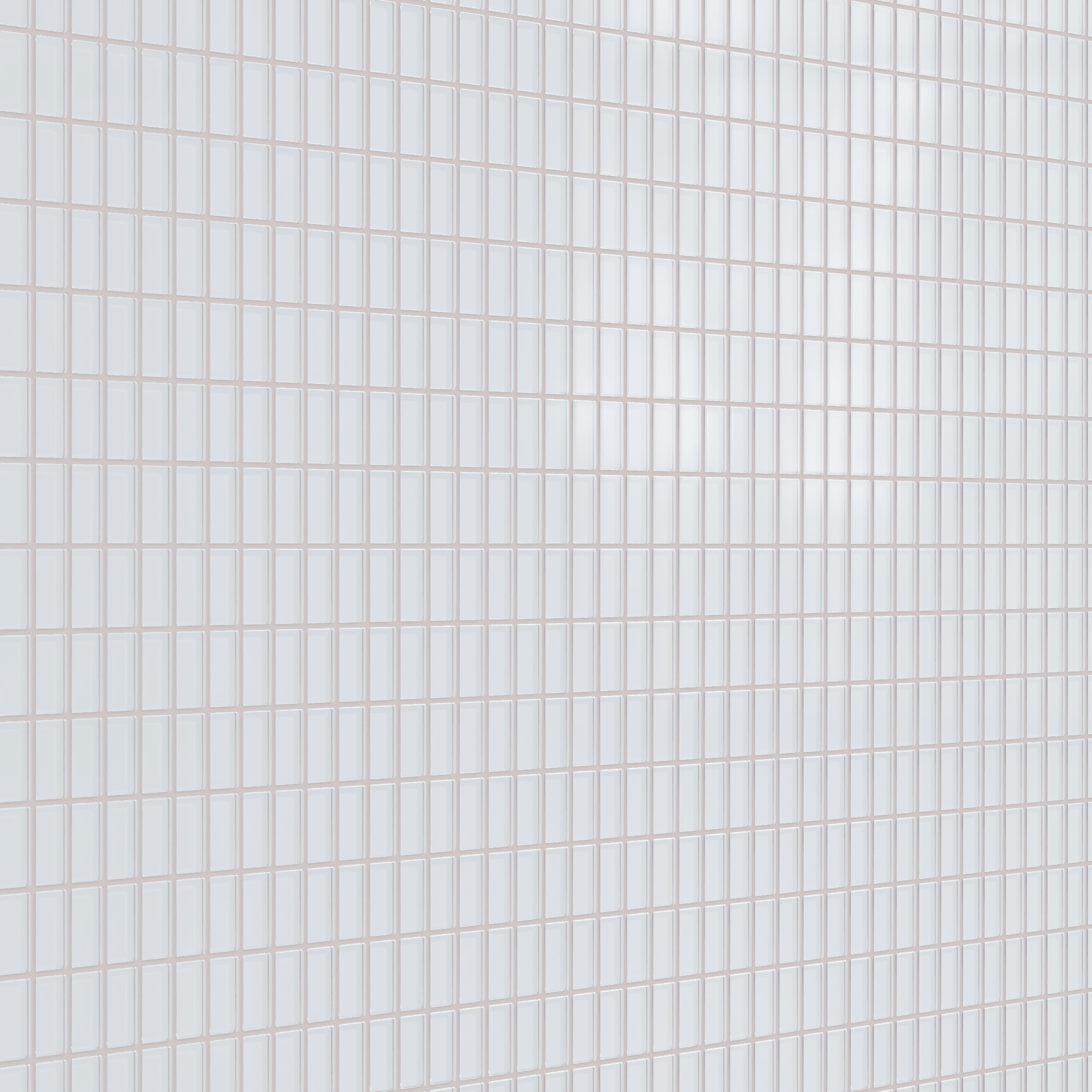 1x2 Straight Set Sheeted Glass Mosaic Tile in Snowy Owl Matte