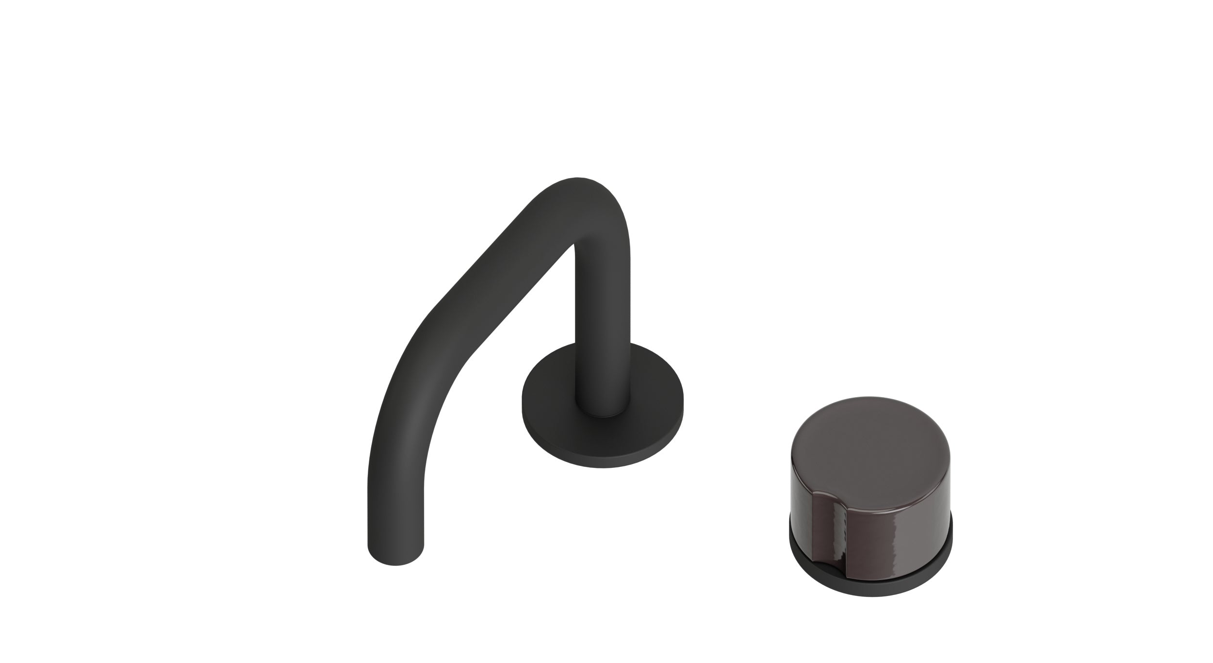 Foundry One Handle Deck Mount Squaretop Lavatory Faucet with Groove Ceramic Knob Handle in Matte Black