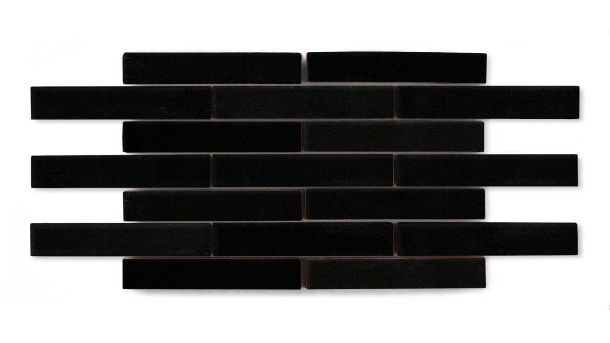 Half Offset Pattern Raven 1x6 Half Offset Sheeted Gloss Original Ceramic Tile
