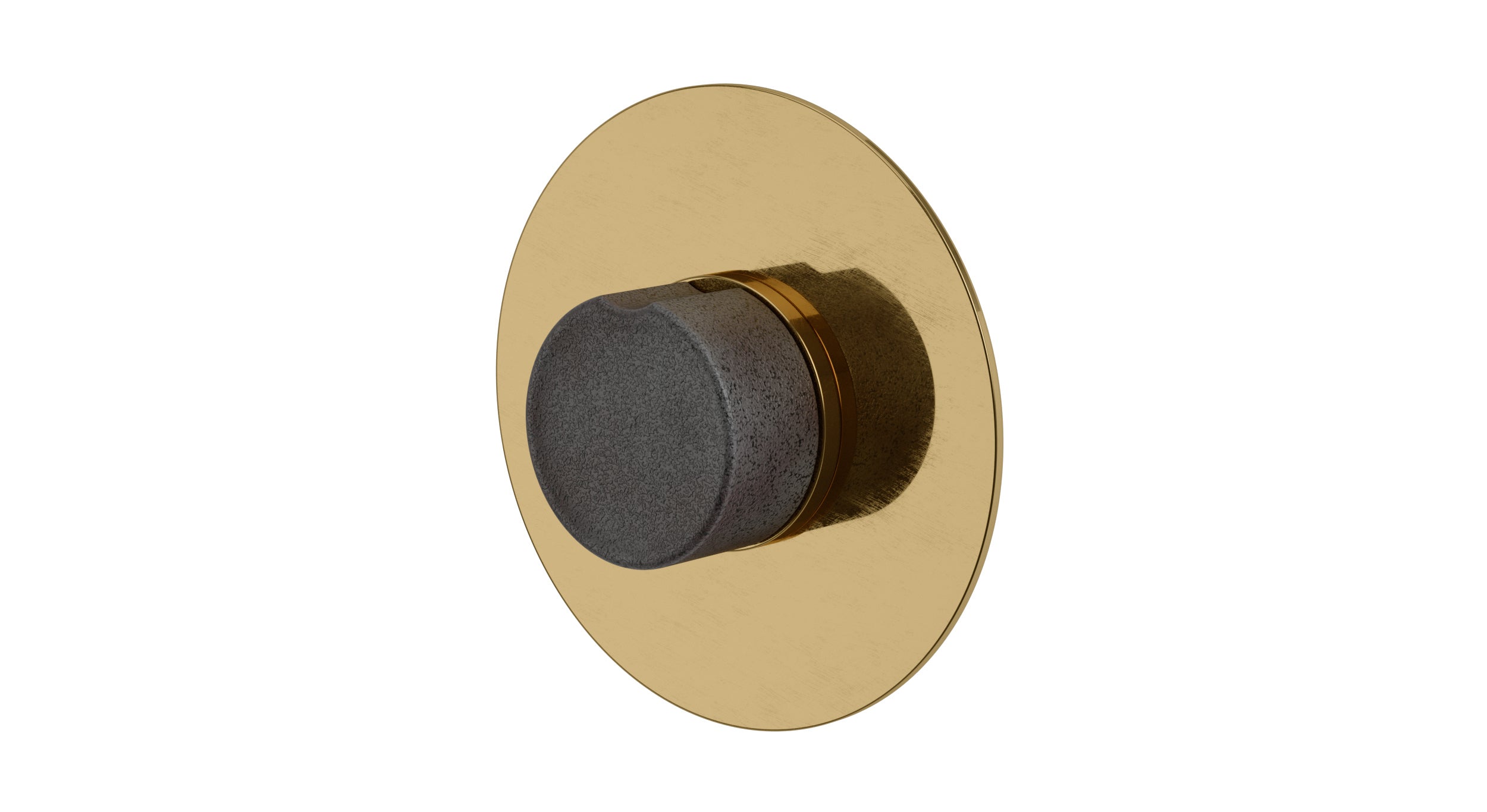 Foundry One Handle Wall Mount Shower Trim with Groove Ceramic Knob Handle in Uncoated Polished Brass