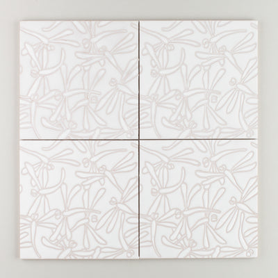 8x8 Handpainted Sample Dragonflies  in White Motif