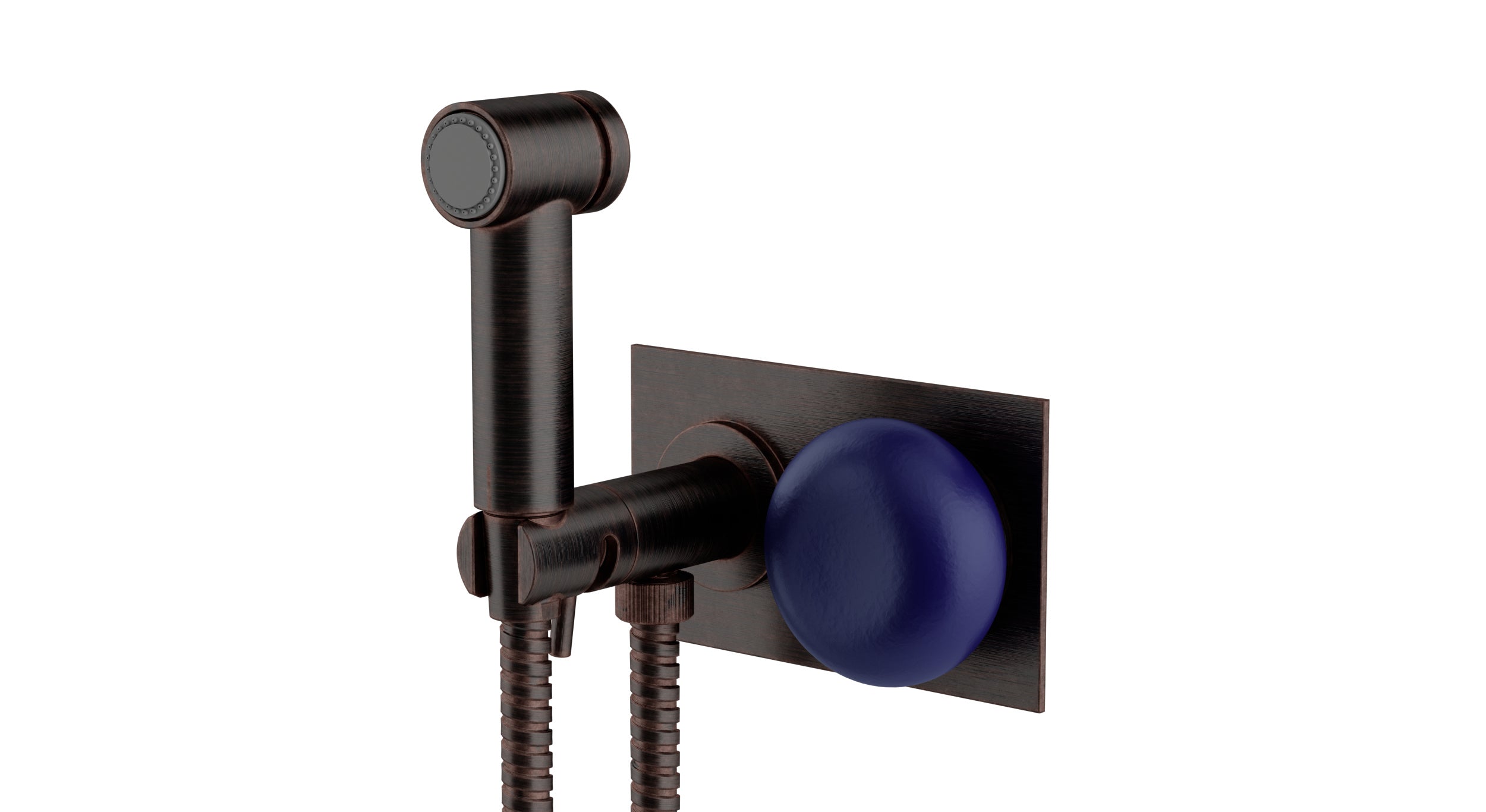 Foundry One Handle Wall Mount Bidet Trim with Pebble Ceramic Knob Handle in Antique Bronze