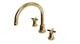Emerson Two Handle Deck Mount Gooseneck Bath Trim with Classic Cross Handles in Polished Brass