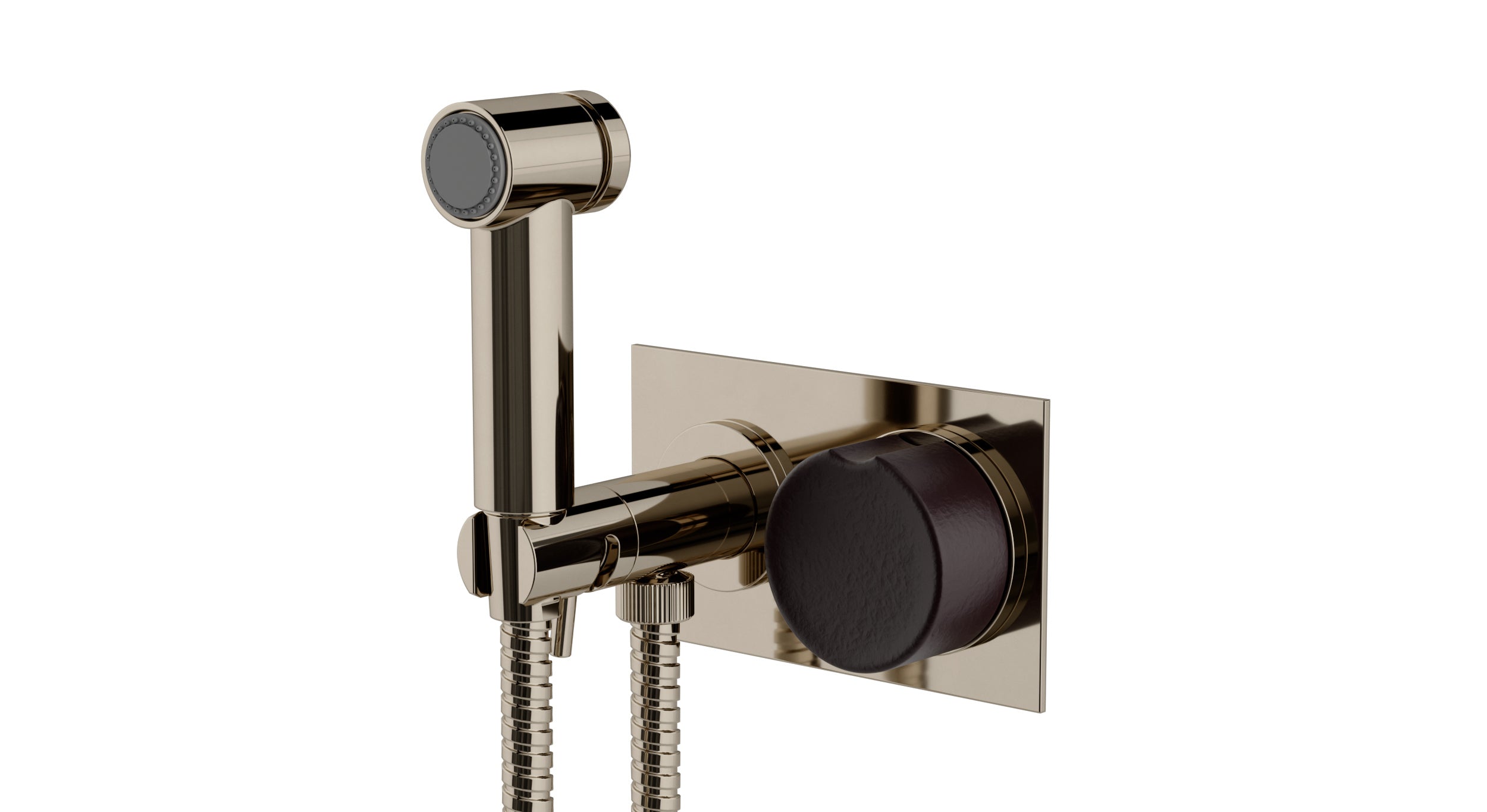Foundry One Handle Wall Mount Bidet Trim with Groove Ceramic Knob Handle in Polished Nickel