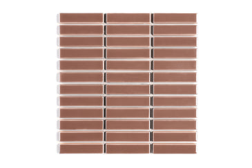 1x4 Straight Set Sheeted Original Ceramic Mosaic Tile in Mauve Gloss