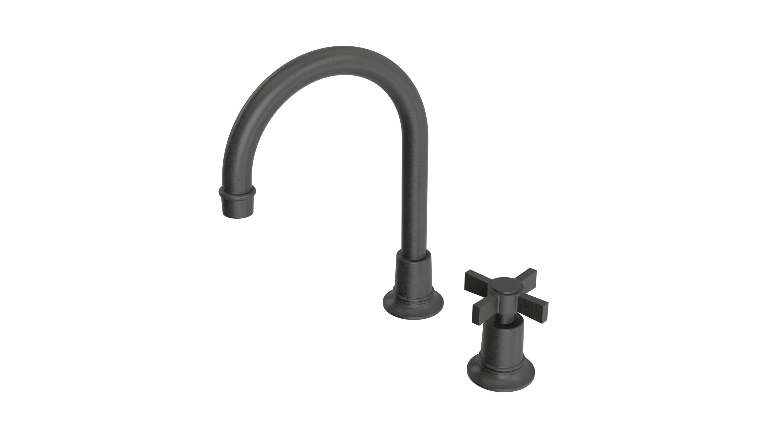Emerson One Handle Deck Mount Gooseneck Lavatory Faucet with Defined Cross Handle in Blackened Nickel