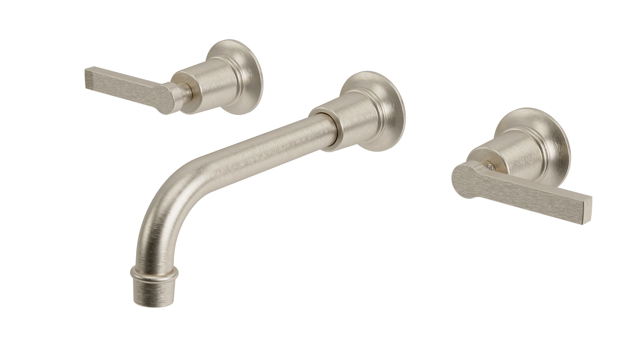 Emerson Two Handle Wall Mount 8.25" Lavatory Faucet with Classic Lever Handles in Satin Nickel