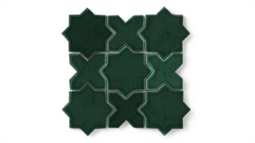 Mini Star & Cross Original Ceramic Tile in Evergreen Gloss