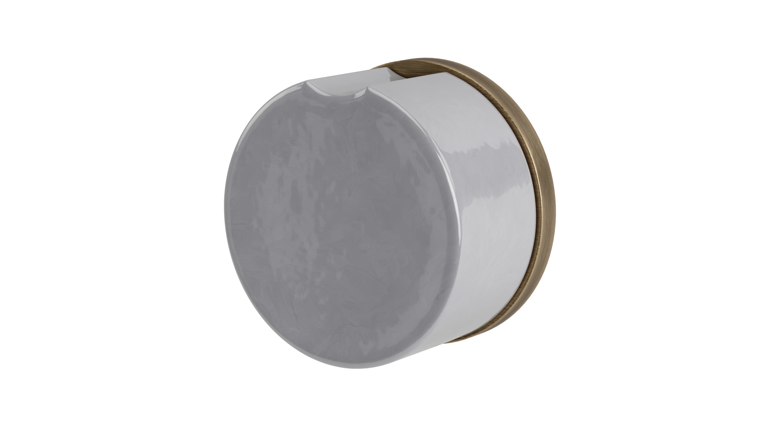 Foundry One Handle Wall Mount Diverter/Volume Control Shower Trim with Groove Ceramic Knob Handle in Antique Brass