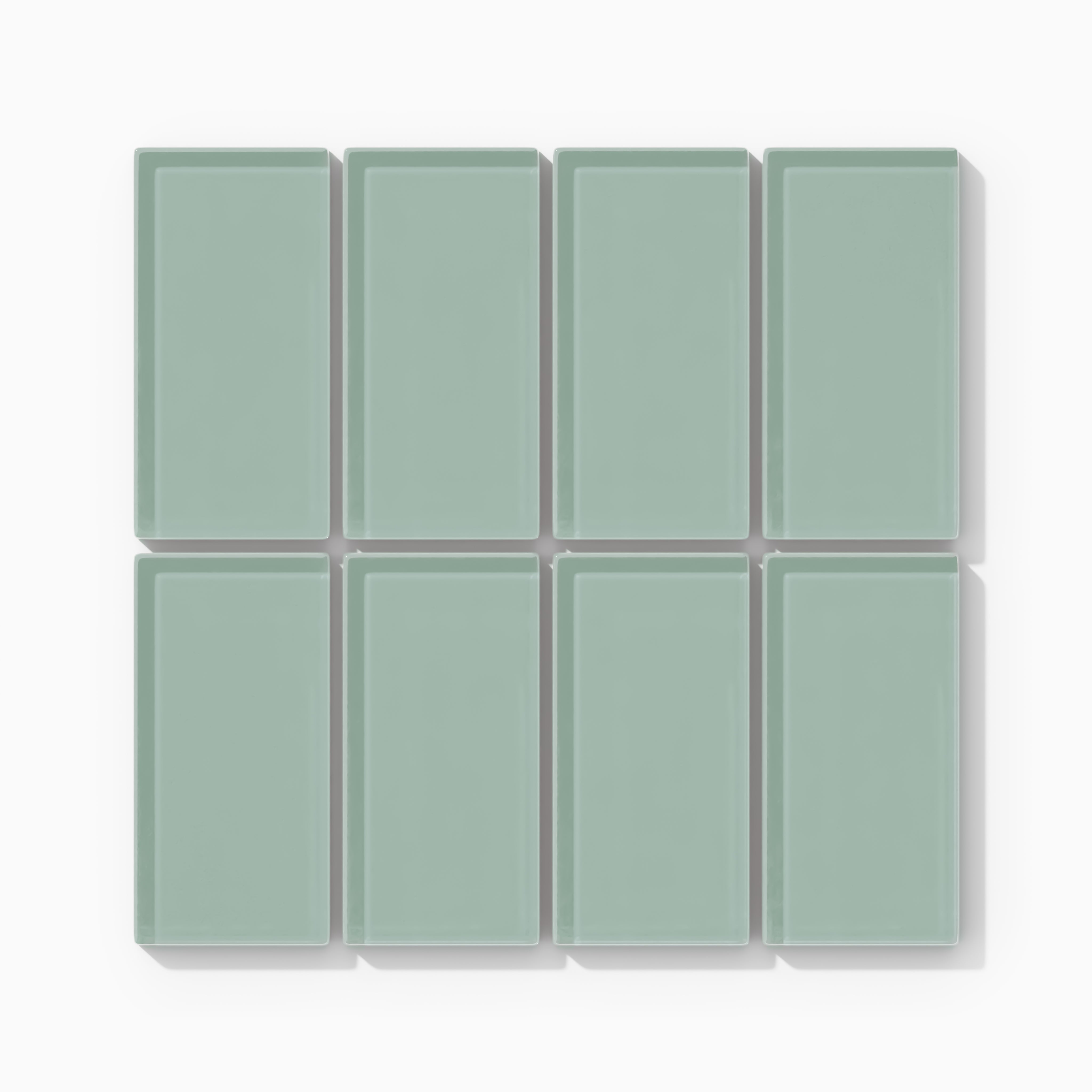 2x4 Straight Set Sheeted Glass Mosaic Tile in Kingfisher Gloss