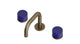Foundry Two Handle Deck Mount Squaretop Lavatory Faucet with Groove Ceramic Knob Handles in Antique Brass
