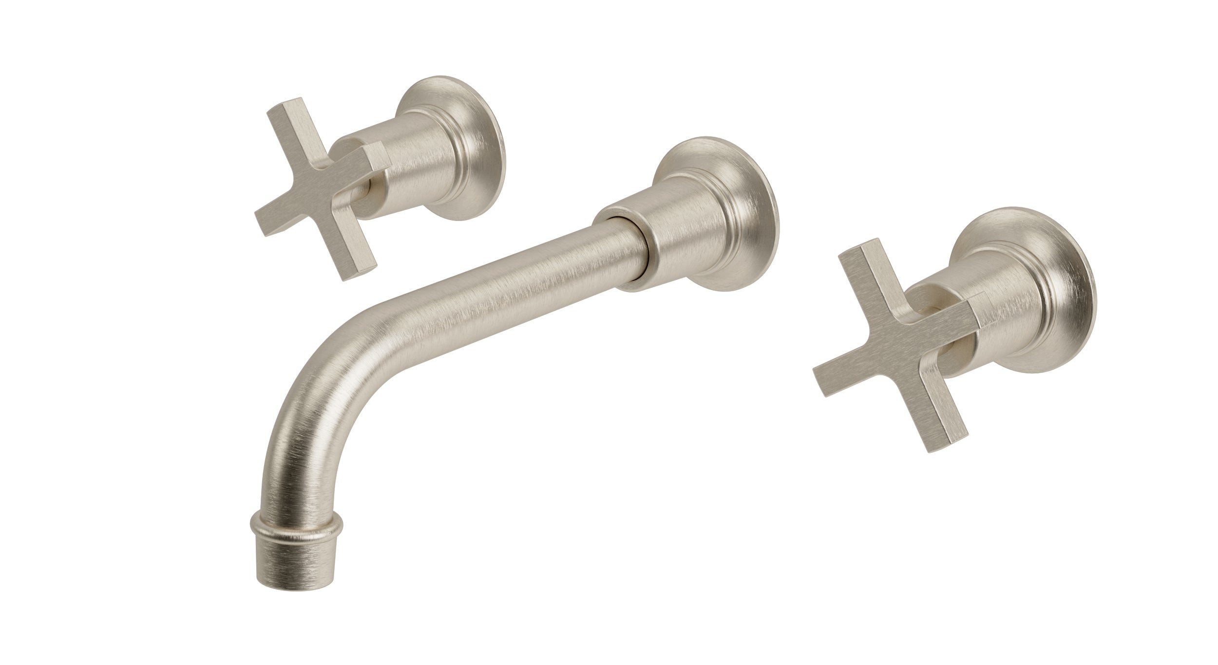 Emerson Two Handle Wall Mount 8.25" Lavatory Faucet with Classic Cross Handles in Satin Nickel