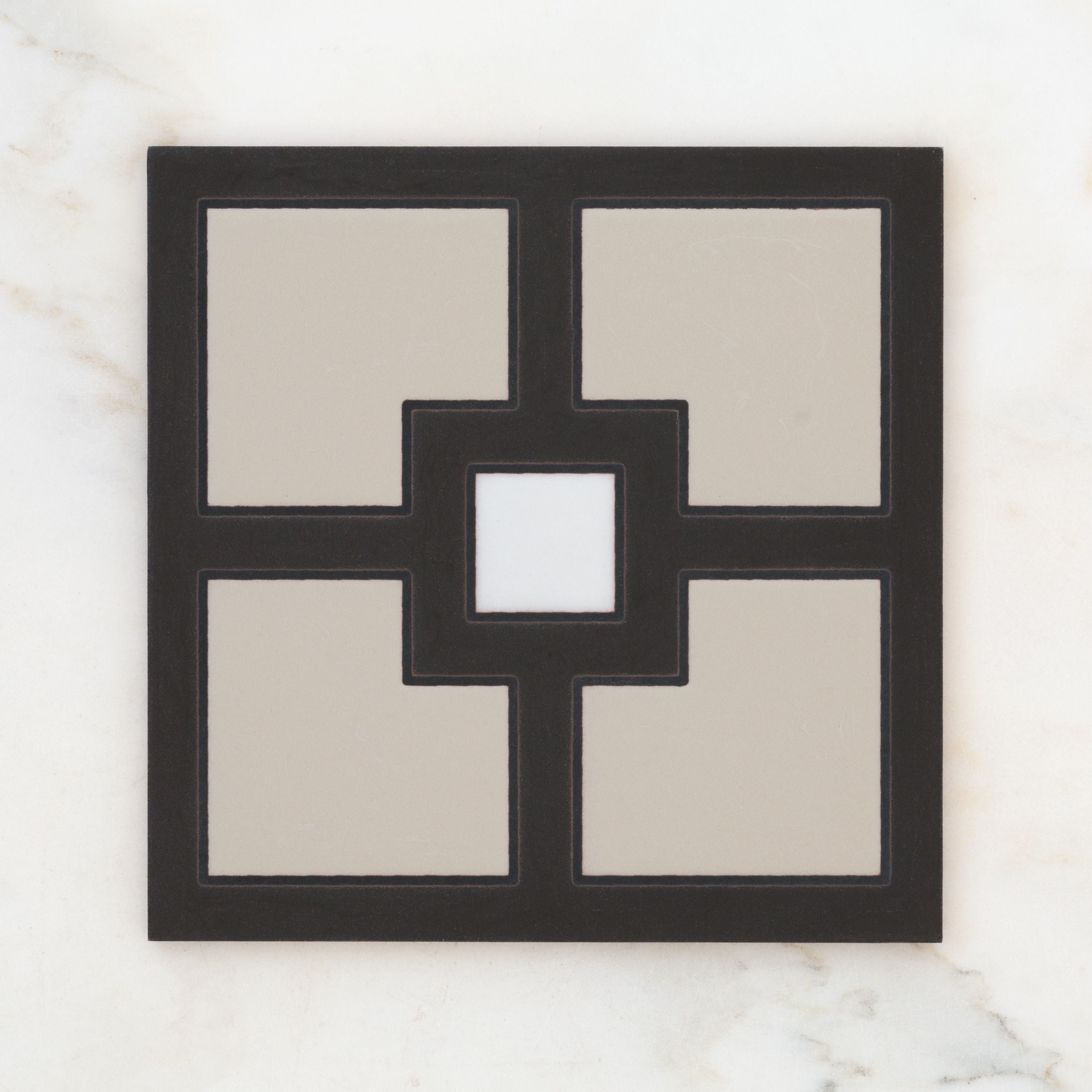 8x8 Handpainted Tile Seattle in Black Motif