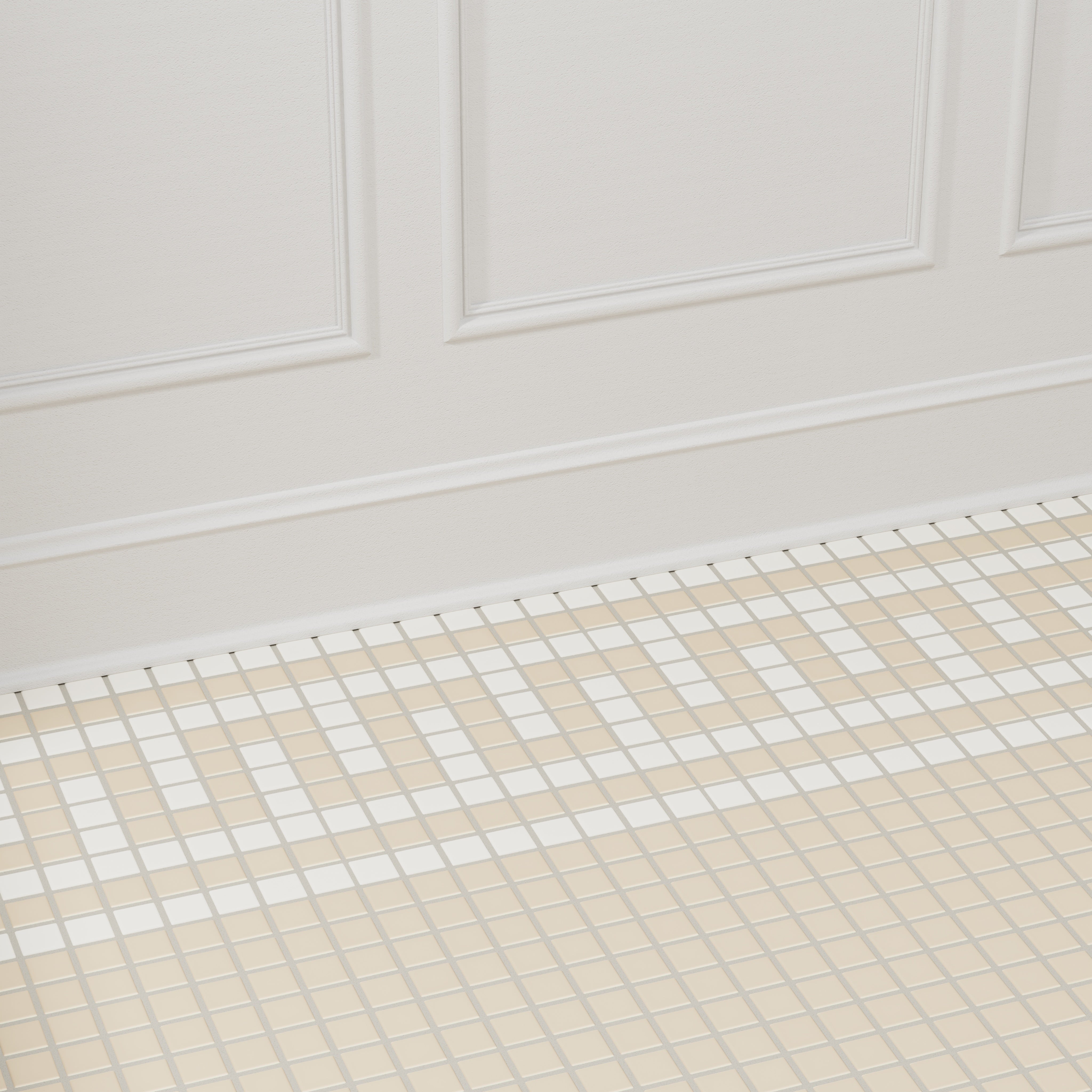1x1 Labyrinth Border Sheeted Original Ceramic Tile in Linen Matte
