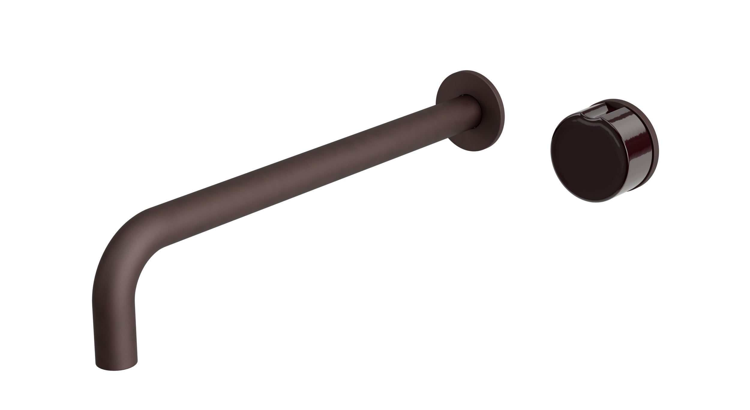 Foundry One Handle Wall Mount 12" Lavatory Faucet with Pebble Ceramic Knob Handle in Architectural Copper