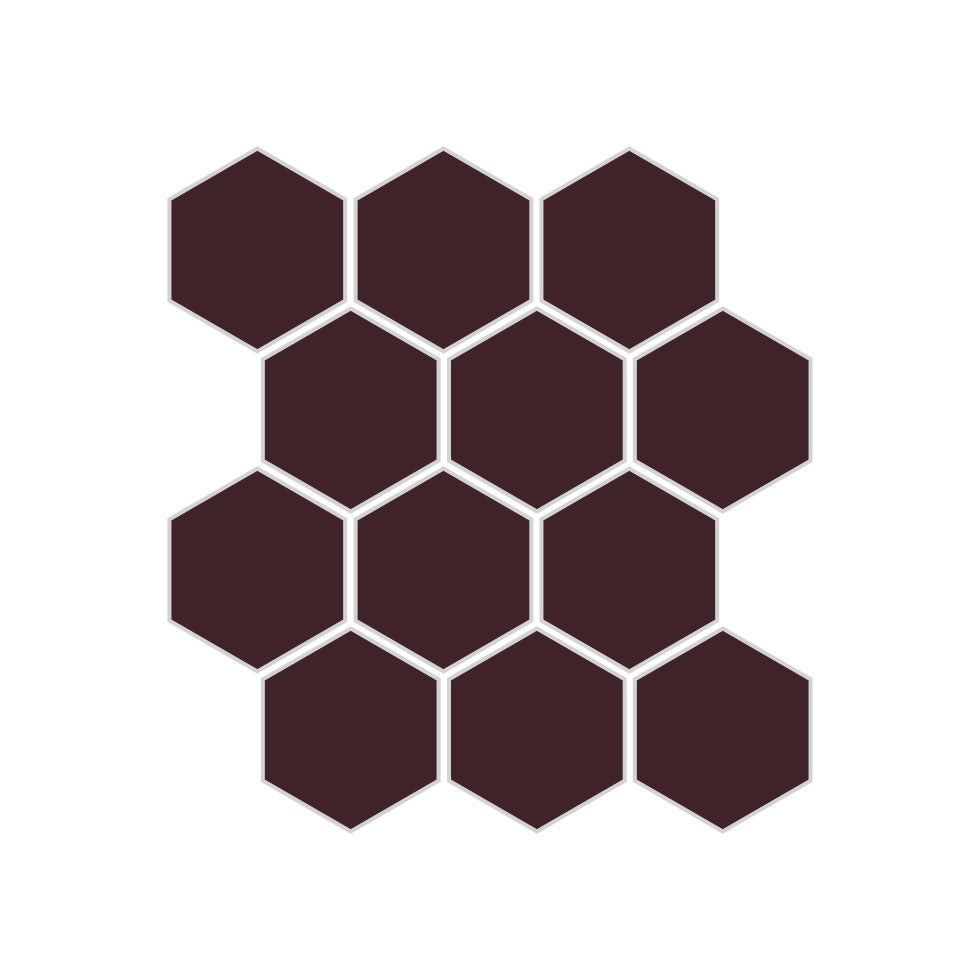 2" Hexagon Sheeted Original Ceramic Mosaic Tile in Redwood