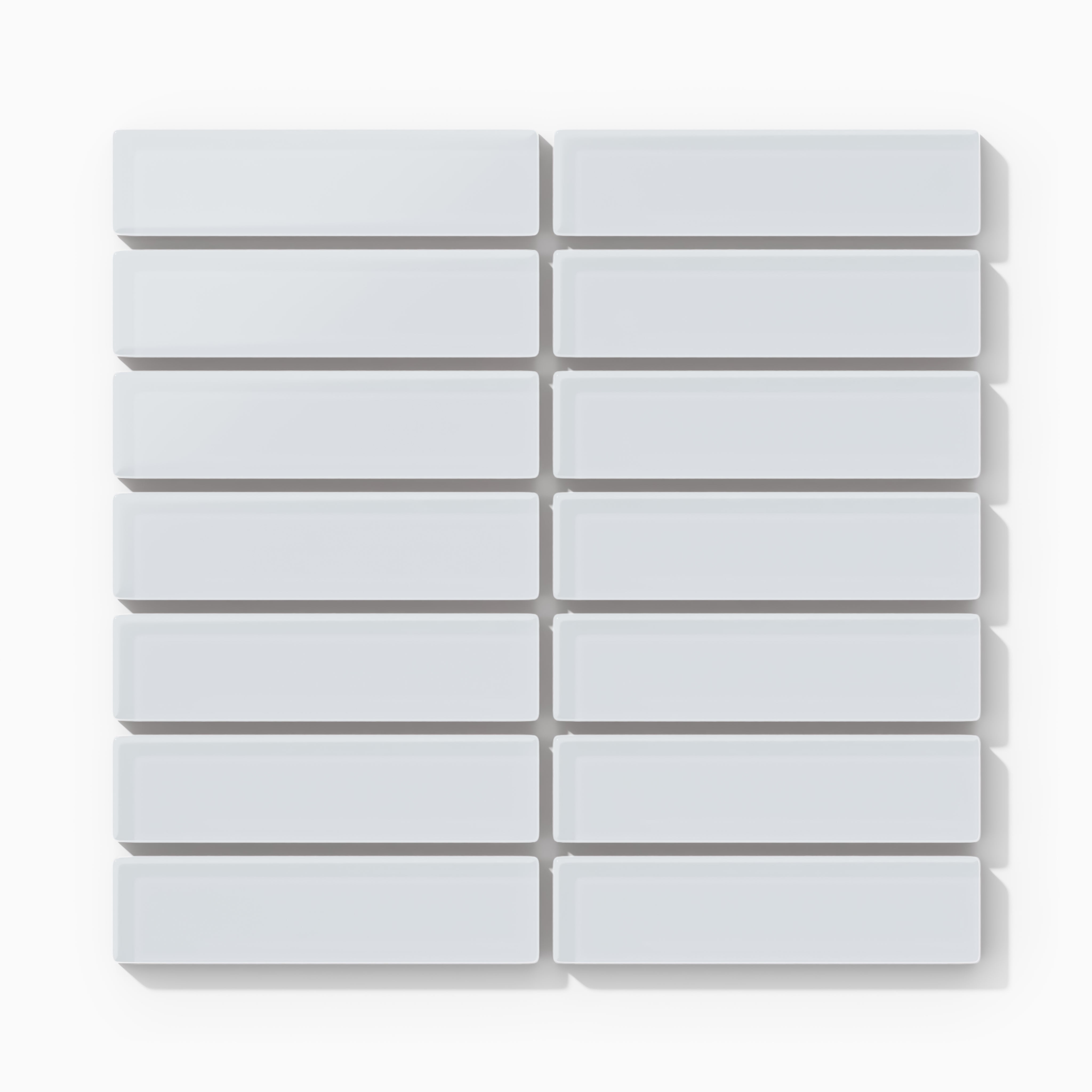 1x4 Straight Set Sheeted Glass Mosaic Tile in Snowy Owl Matte