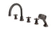 Emerson Three Handle Deck Mount Gooseneck Bath Trim with Hand Shower and Classic Cross Handles in Antique Bronze