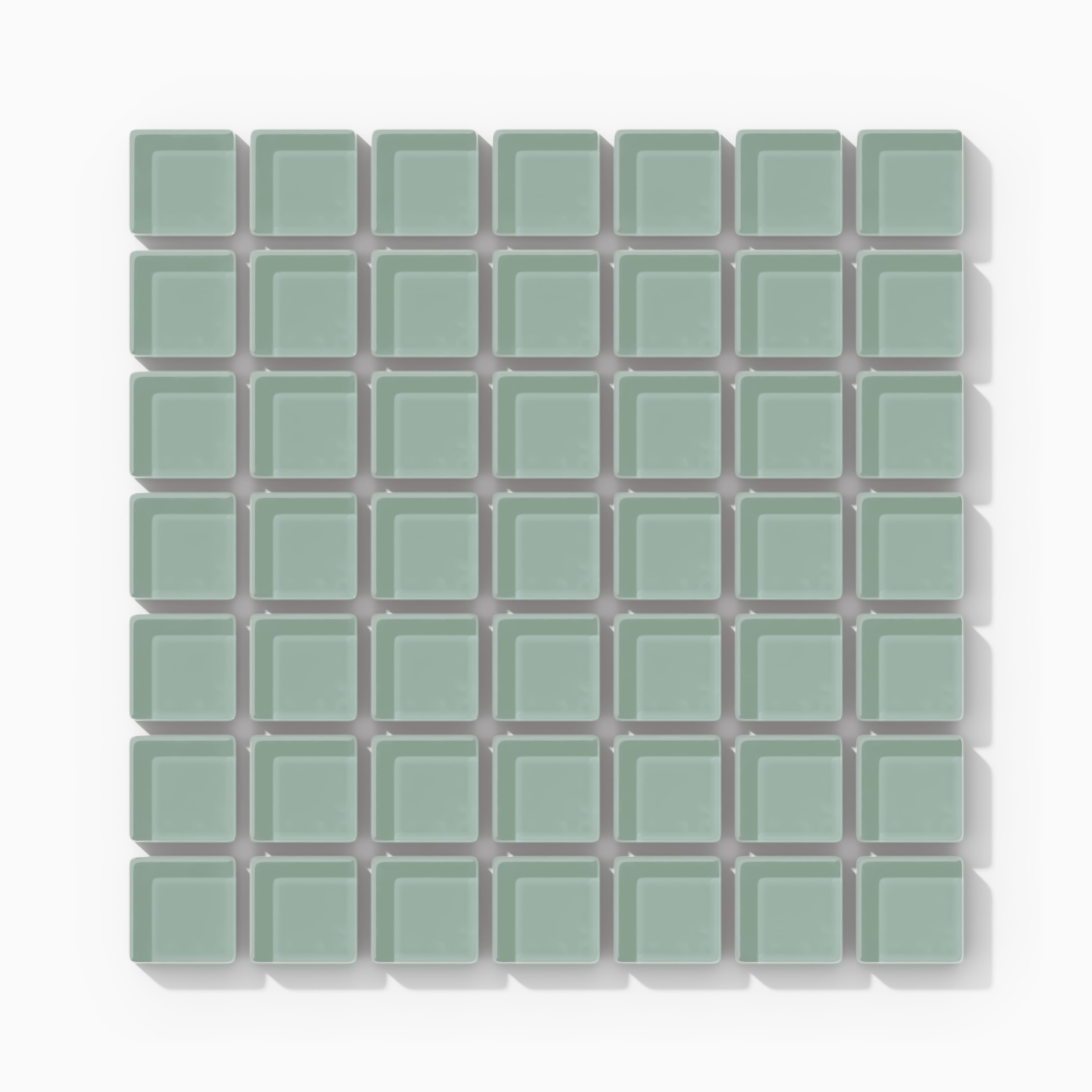 1x1 Straight Set Sheeted Glass Mosaic Tile in Kingfisher Gloss
